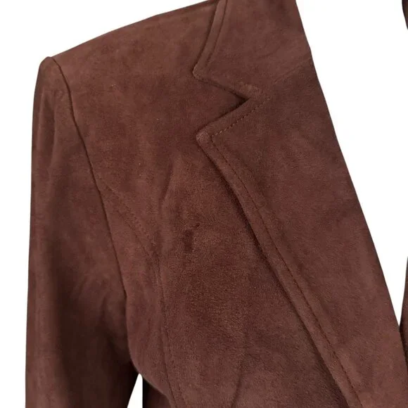 Lilly Pulitzer vintage brown fully lined button down lamb suede blazer small - Picture 11 of 12